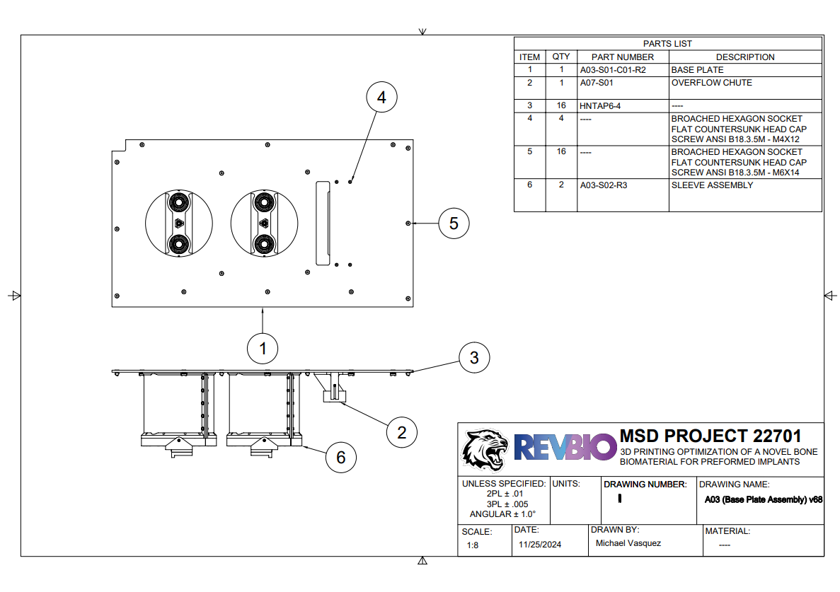 Mechanical drawing of the base plate